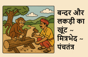 बन्दर और लकड़ी का खूंट ~ मित्रभेद ~ पंचतंत्र