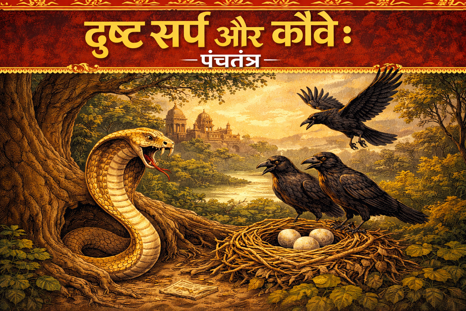 दुष्ट सर्प और कौवे